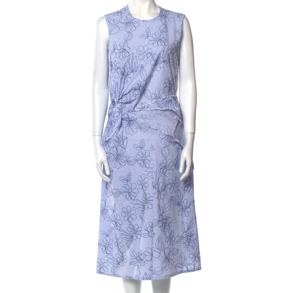 TRICOT COMME DES GARCON 2018  Stripe Floral Embroidered Twisted Midi Dress S/M